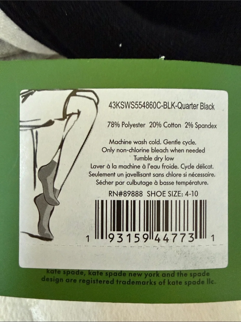 Kate Spade Women’s 6-Pairs Quarter Socks in Black, White, Gray
